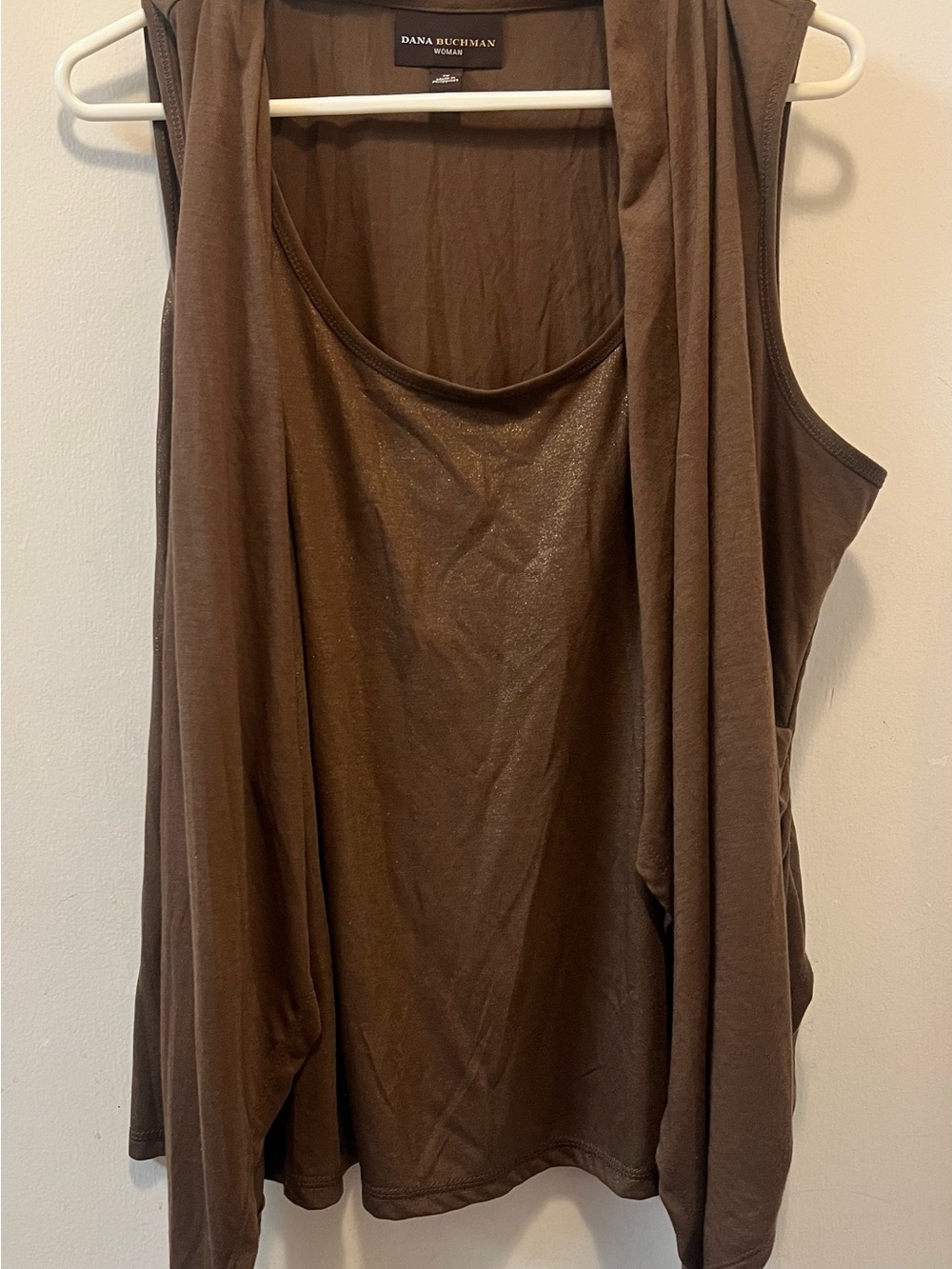 Dana Buchman Brown Layered Sleeveless Draped Women's Top